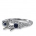 14K White Gold Sapphire With Diamond Ring Mounting