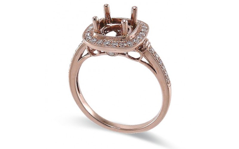 14K Rose Gold Diamond Ring Mounting