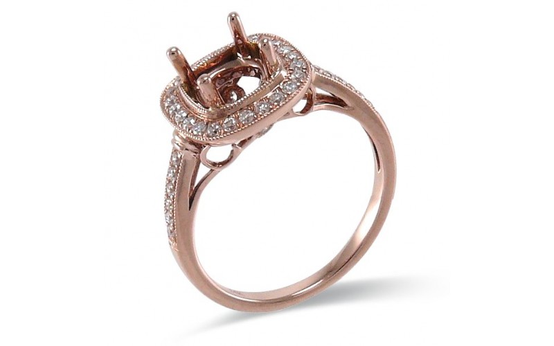14K Rose Gold Diamond Ring Mounting