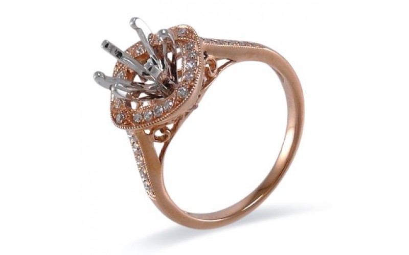 14K Rose & White Gold Diamond Ring Mounting