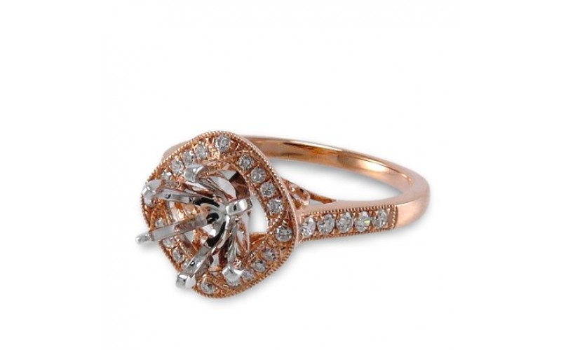 14K Rose & White Gold Diamond Ring Mounting