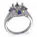 14K White Gold Sapphire With Diamond Ring Mounting