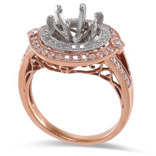 14K Rose & White Gold Diamond Ring Mounting