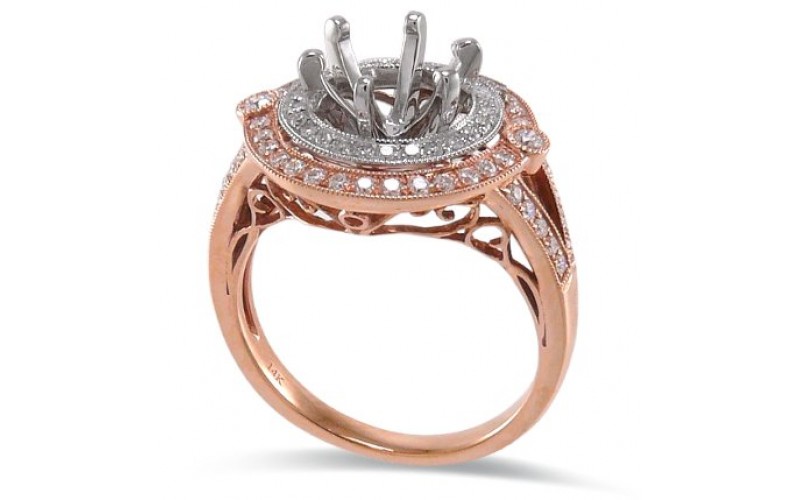 14K Rose & White Gold Diamond Ring Mounting