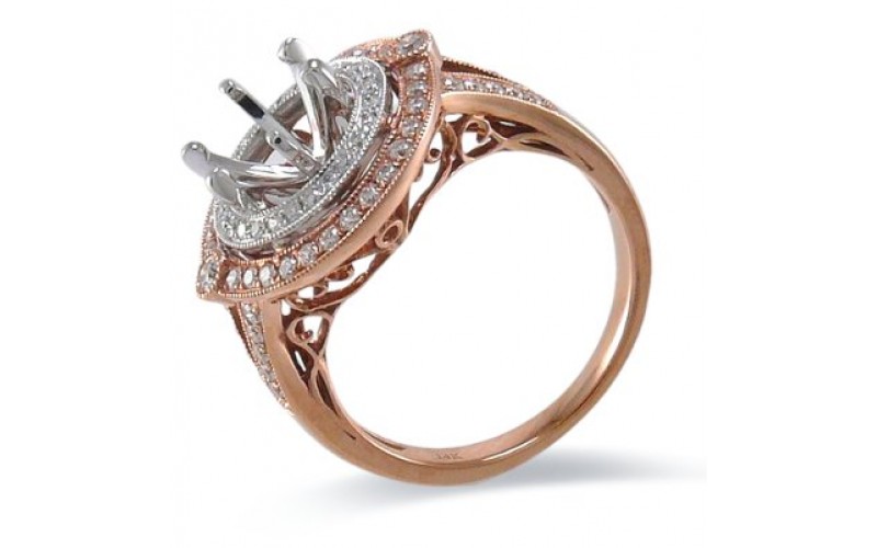 14K Rose & White Gold Diamond Ring Mounting