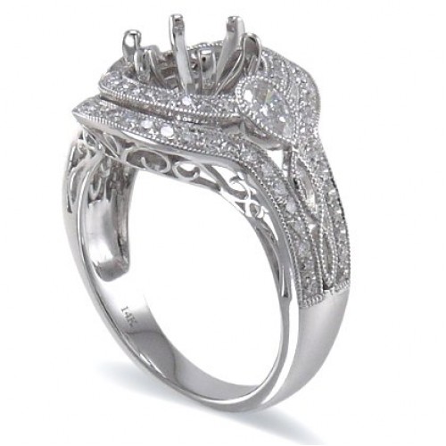 14K White Gold Diamond Ring Mounting