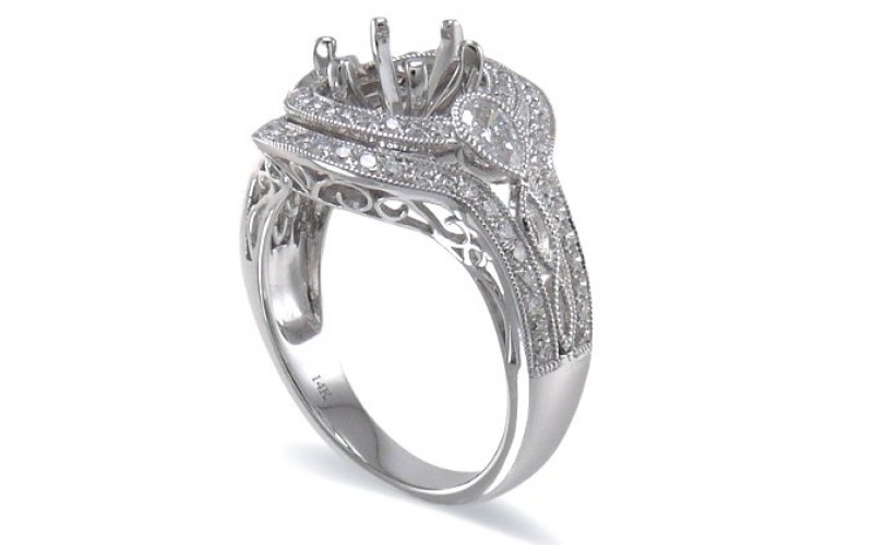 14K White Gold Diamond Ring Mounting