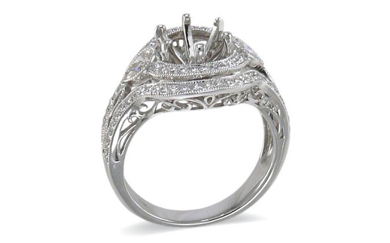 14K White Gold Diamond Ring Mounting