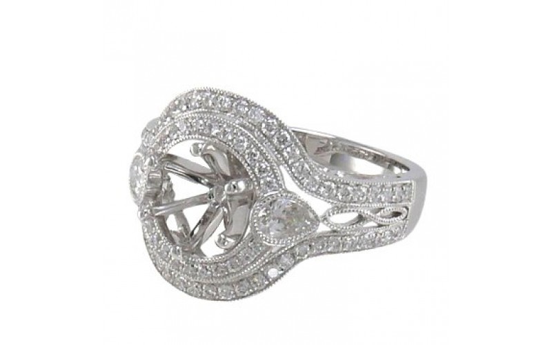 14K White Gold Diamond Ring Mounting