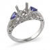 14K White Gold Sapphire With Diamond Ring Mounting