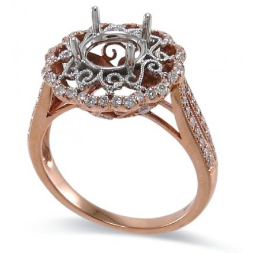 14K Rose & White Gold Diamond Ring Mounting