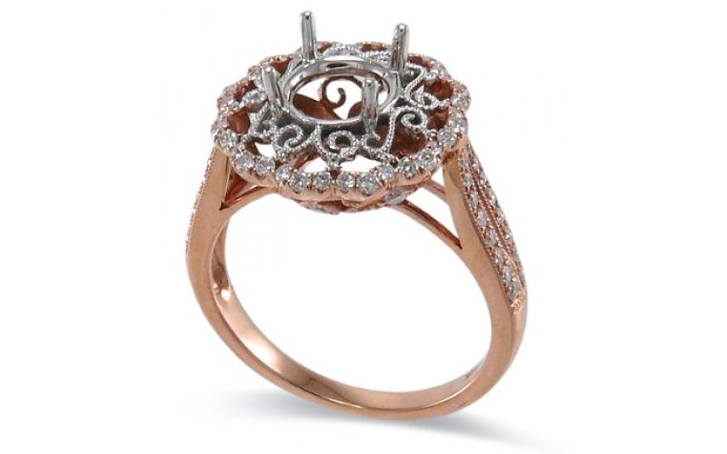 14K Rose & White Gold Diamond Ring Mounting