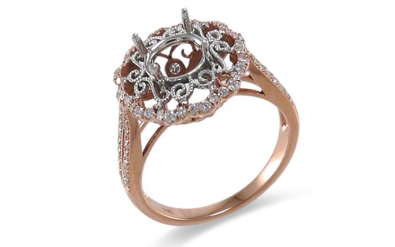 14K Rose & White Gold Diamond Ring Mounting