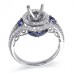 14K White Gold Sapphire With Diamond Ring Mounting