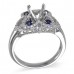 14K White Gold Sapphire With Diamond Ring Mounting