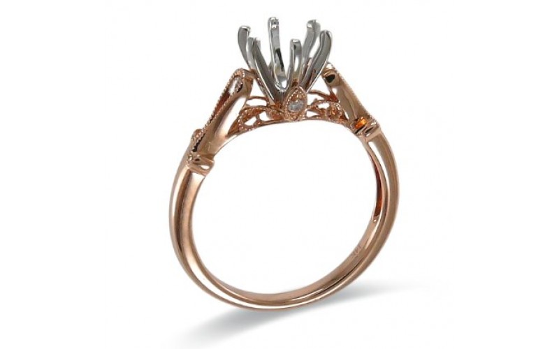 14K Rose & White Gold Diamond Ring Mounting