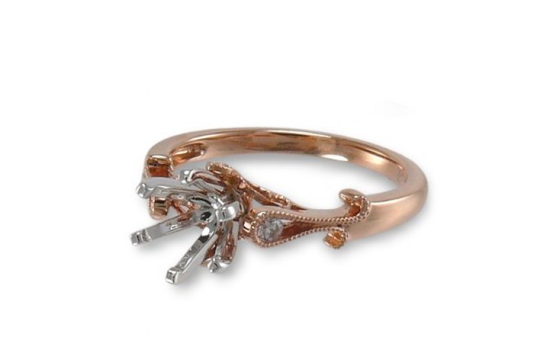 14K Rose & White Gold Diamond Ring Mounting