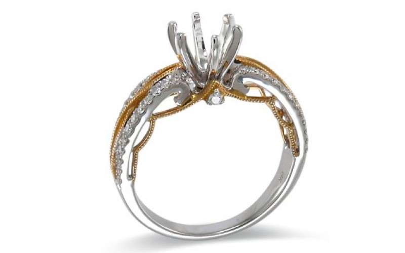 14K Yellow & White Gold Diamond Ring Mounting