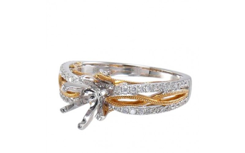 14K Yellow & White Gold Diamond Ring Mounting