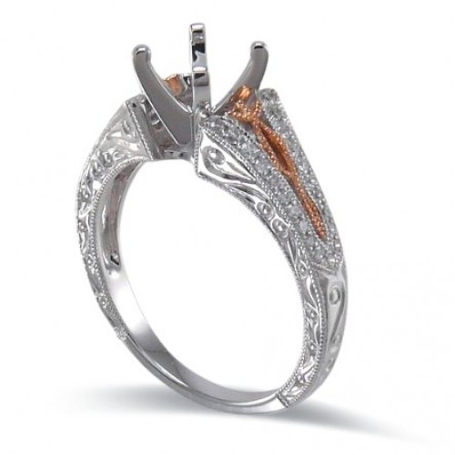 14K Rose & White Gold Diamond Ring Mounting