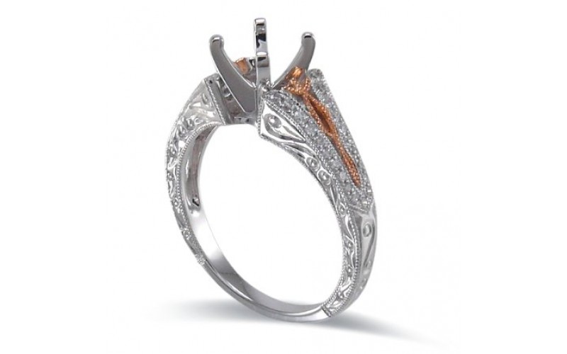 14K Rose & White Gold Diamond Ring Mounting