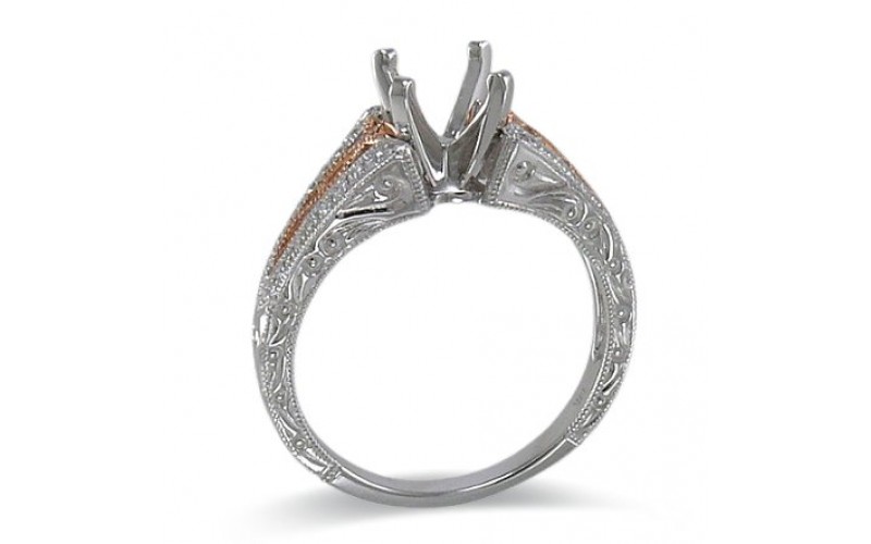 14K Rose & White Gold Diamond Ring Mounting