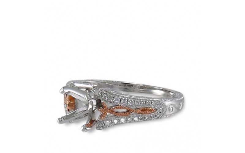 14K Rose & White Gold Diamond Ring Mounting