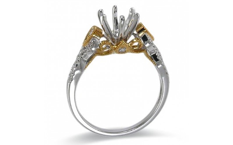 14K Yellow & White Gold Diamond Ring Mounting