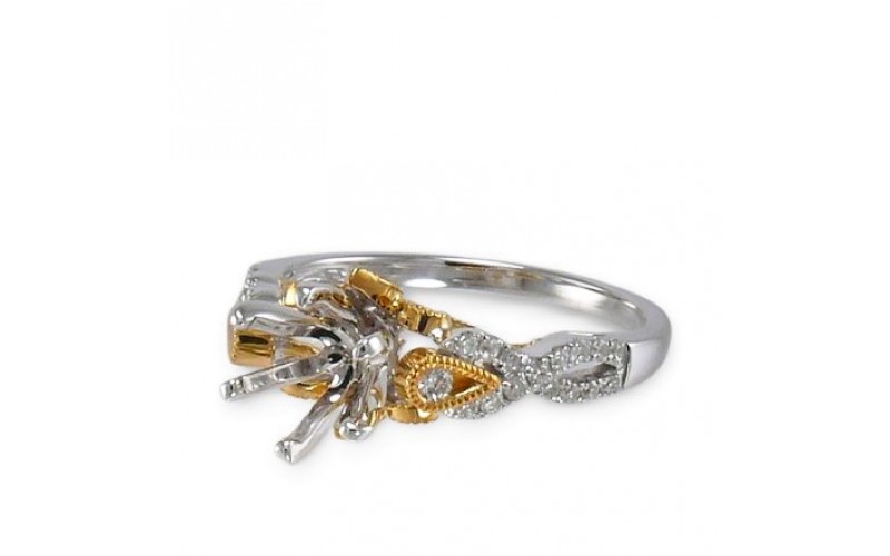 14K Yellow & White Gold Diamond Ring Mounting