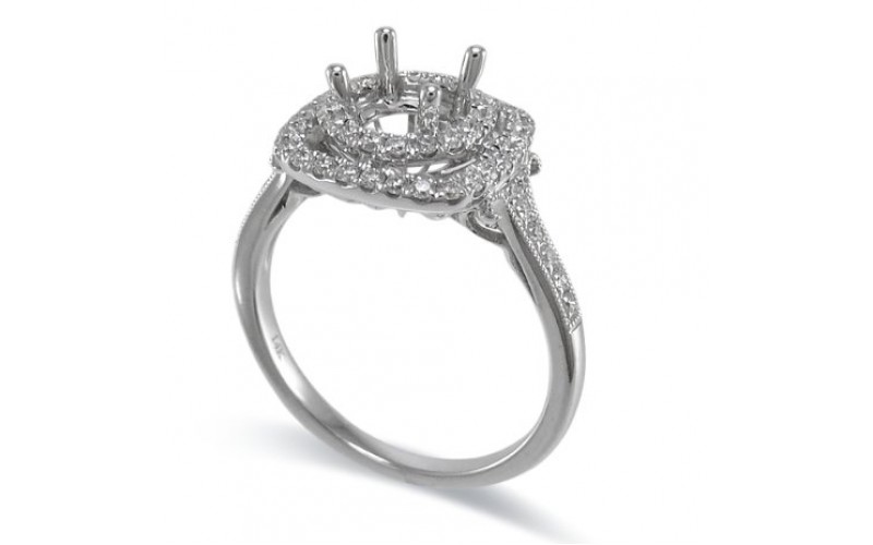 14K White Gold Diamond Ring Mounting