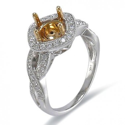 14K Yellow & White Gold Diamond Ring Mounting