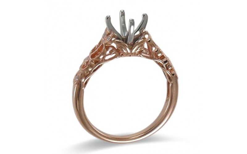 14K Rose & White Gold Diamond Ring Mounting