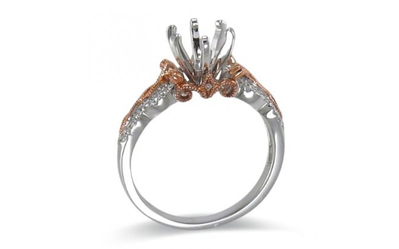 14K Rose & White Gold Diamond Ring Mounting