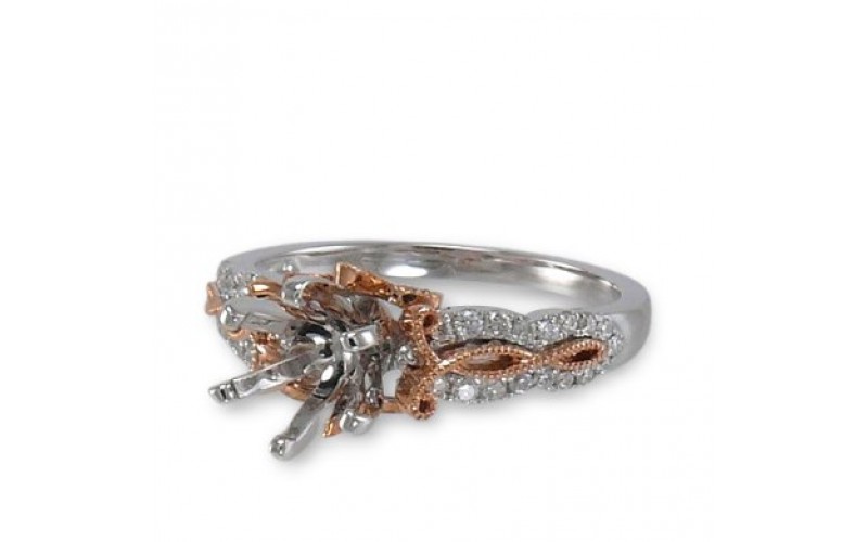 14K Rose & White Gold Diamond Ring Mounting