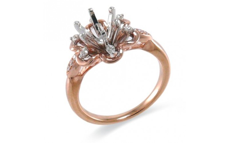 14K Rose & White Gold Diamond Ring Mounting