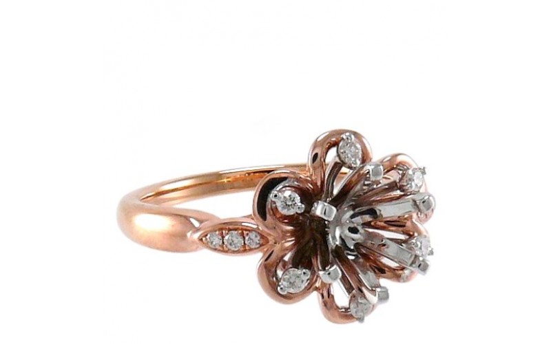 14K Rose & White Gold Diamond Ring Mounting