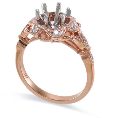 14K Rose & White Gold Diamond Ring Mounting