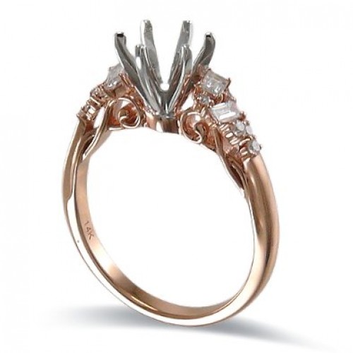 14K Rose & White Gold Diamond Ring Mounting