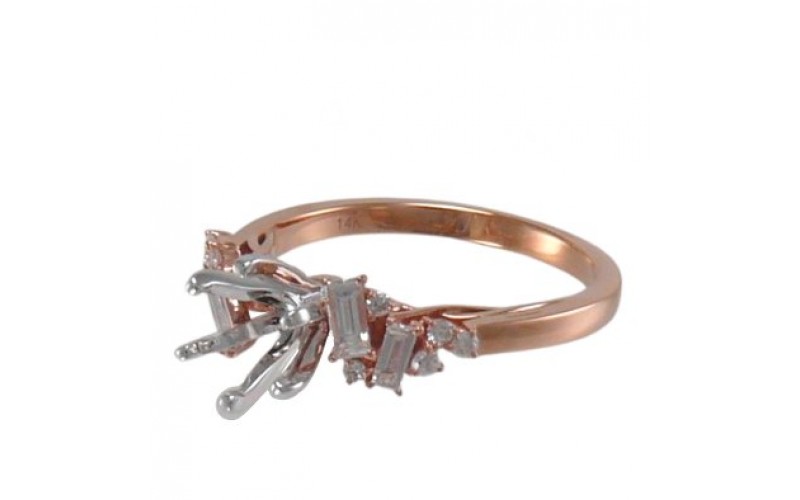 14K Rose & White Gold Diamond Ring Mounting