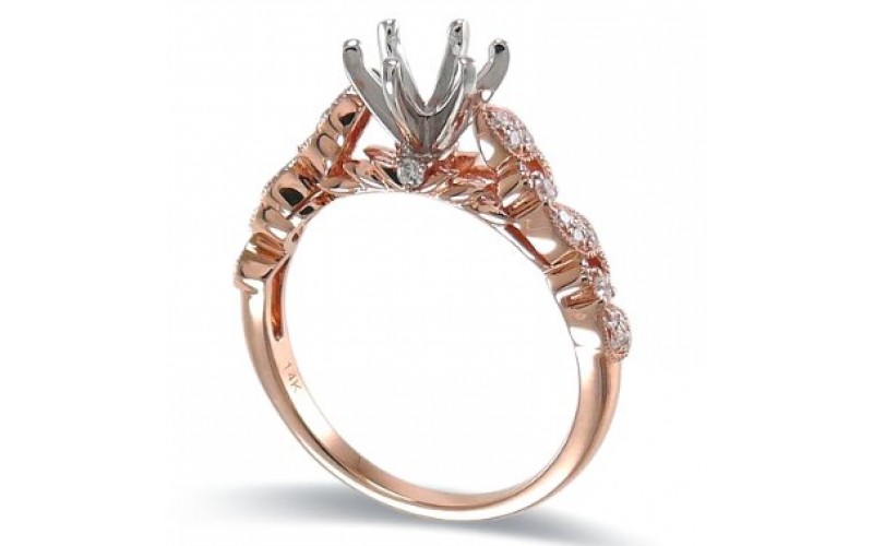 14K Rose & White Gold Diamond Ring Mounting