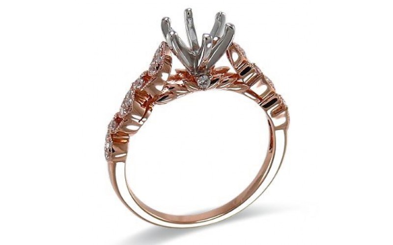 14K Rose & White Gold Diamond Ring Mounting