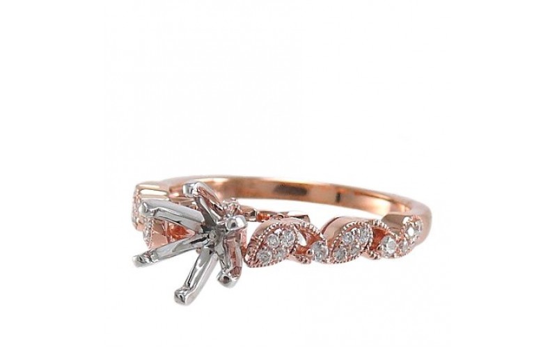 14K Rose & White Gold Diamond Ring Mounting