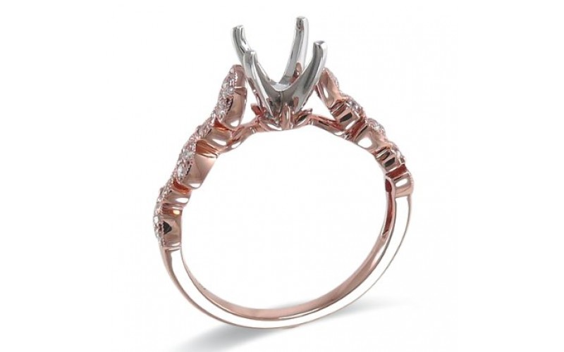 14K Rose & White Gold Diamond Ring Mounting