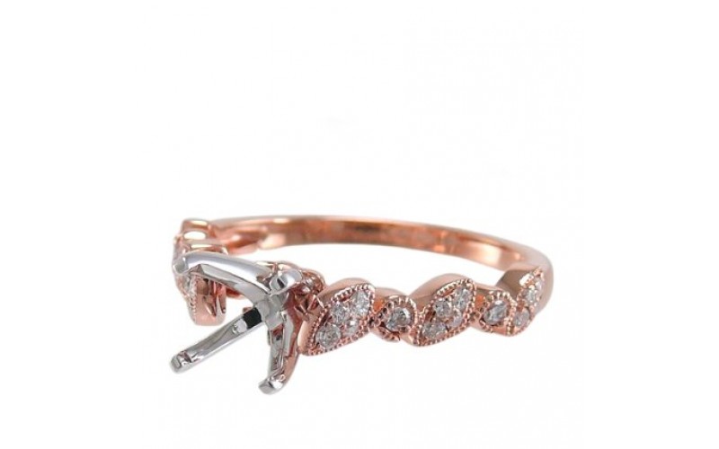 14K Rose & White Gold Diamond Ring Mounting