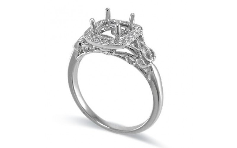 14K White Gold Diamond Ring Mounting