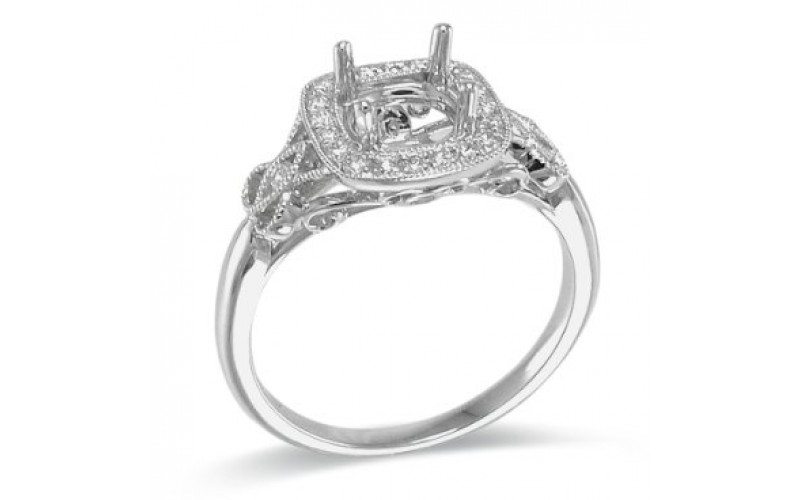 14K White Gold Diamond Ring Mounting