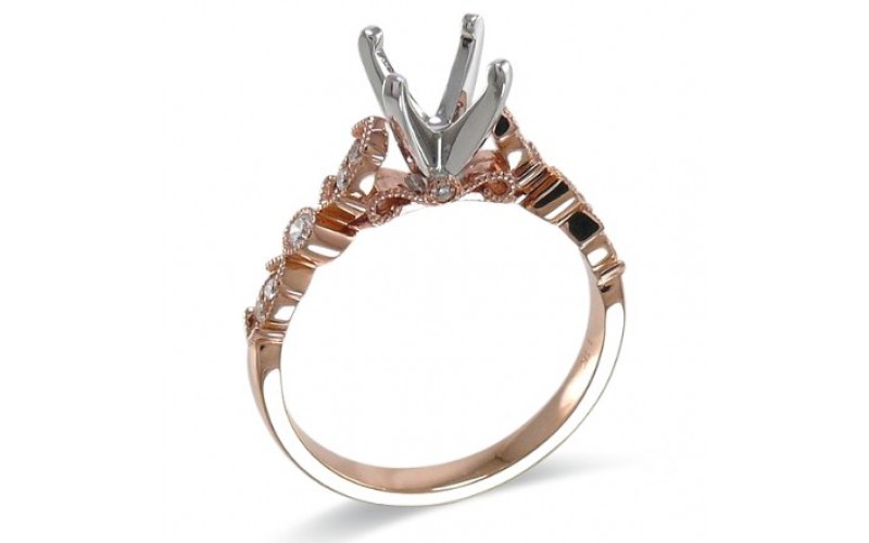 14K Rose & White Gold Diamond Ring Mounting
