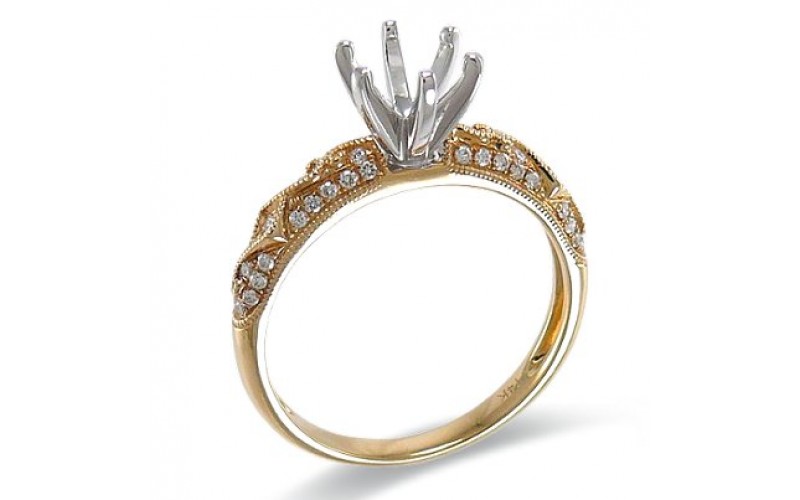 14K Yellow & White Gold Diamond Ring Mounting