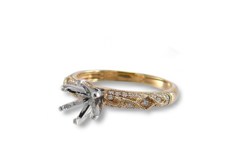 14K Yellow & White Gold Diamond Ring Mounting
