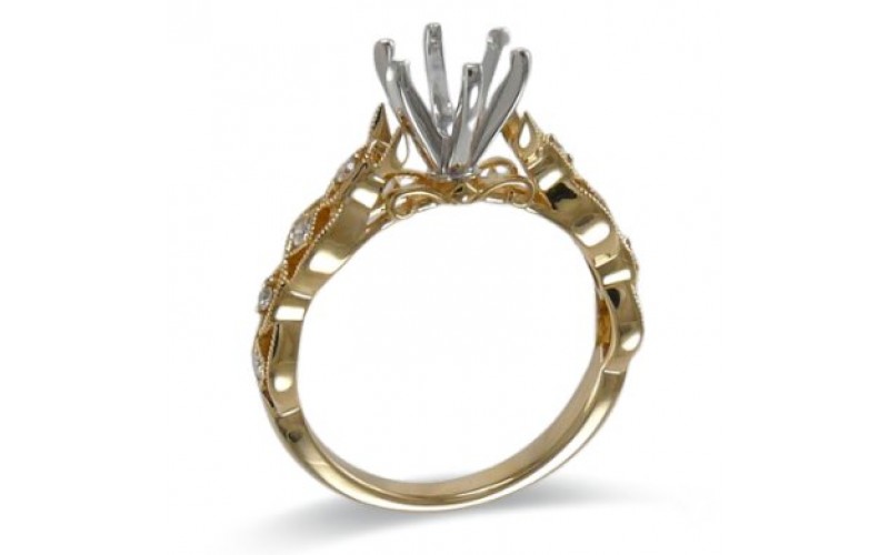 14K Yellow & White Gold Diamond Ring Mounting